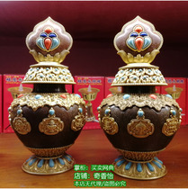 8 inch exquisite thick pure copper bottle antique Manibao bottle eight auspicious treasure bottle Taiwan Seiko about 25cm high