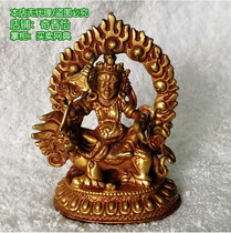 About 7cm with backlight treasure king Nepal pure copper gilt gold portable small Buddha statue Vishamendo king of Heaven