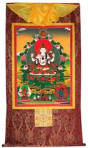 4 sizes available Four-arm Guanyin Bodhisattva cloth printed Thangka Bronzing high-definition painted Buddha portrait does not fade