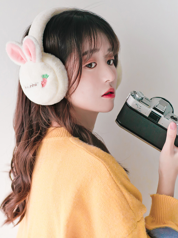 Earmuffs warm women's winter Korean version of cute student cartoon rabbit ear cover ear protection plush folding ear cover ear bag
