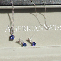 South Africa imported silver zircon AMERICAN SWISS finished earrings necklace