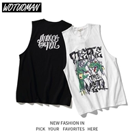 Mùa hè Hàn Quốc ulzzang áo thun không tay Harajuku hip hop cotton sinh viên in cùng một đoạn vest vest nam - Áo vest cotton áo khoác nam thu đông