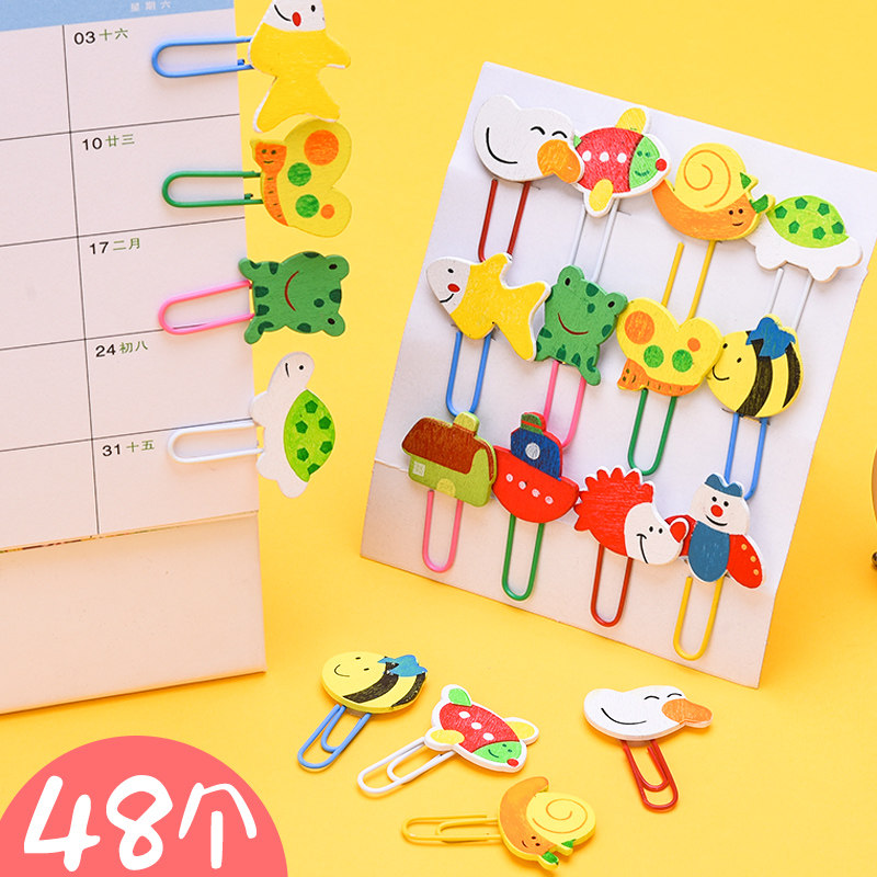 Back Print Needle Bookmark Creativity Cute Back Tattooed Needle Color Back Tattooed Needle Wooden Animal Korea Cartoon Metal Big sugar Goose Girl Hearts Personality Suit Students use small frescoed profiled back-type needles