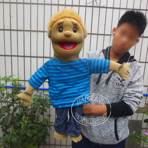 Original single product mouth able to move extra-large yellow hair boy's hand puppet teaching figure groin hand puppet puppet English teaching aids