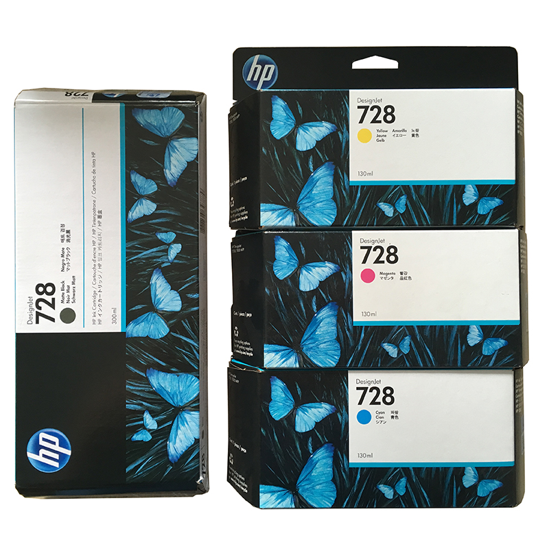 Original installation HP HP 728 cartridges Designjet Designjet T830 T730 plotter ink F9J68A black