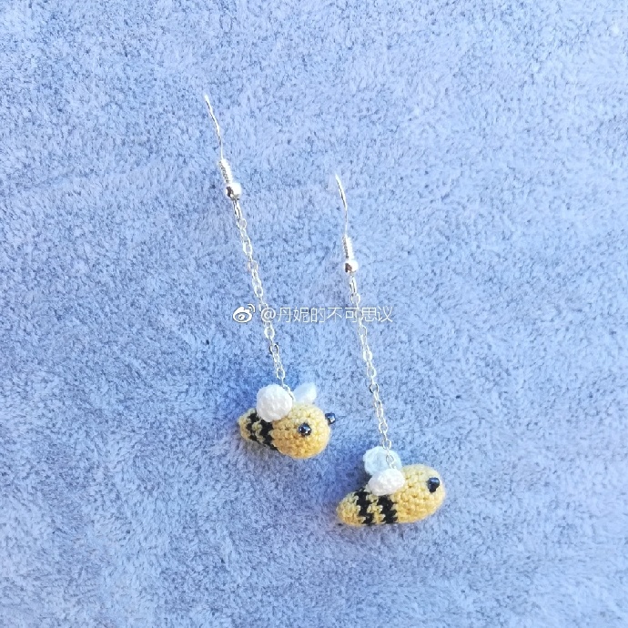 Miniature small bee ear pendant crochet doll figure decontrol choreography tutorial hair line diy no video non finished product-Taobao