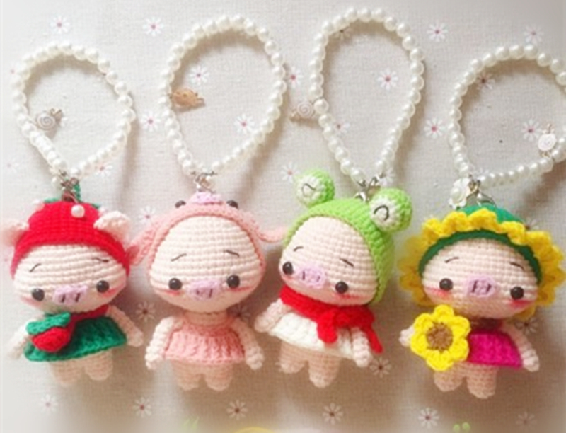 Four Little Pigs Handmade Yarn Diy Crochet Doll Illustrated Tutorial Non-Finished No Video