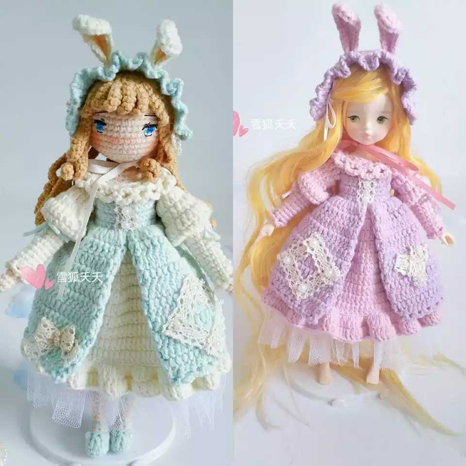Handmade diy wool knitting doll crochet doll Amy's afternoon tea doll crochet diagram