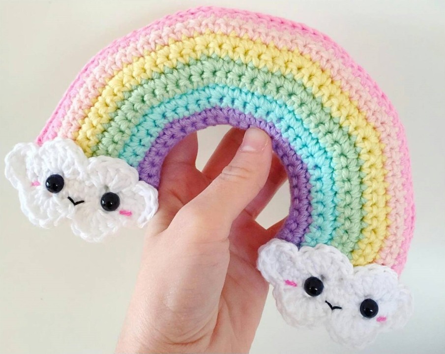 Hair Thread Crochet Knitted Home Wall Decoration Rainbow Cloud Dola Doll Electronic Crochet