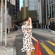 2021 summer new cute sweet Japanese Yamamoto bellflower first love skirt French vintage polka dot dress waist