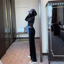 2021 net red new short temperament port style chic royal sister light cooked wind jacket wide leg pants sports suit female