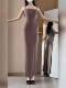 Purely Sensual and Sexy Backless Spaghetti Strap Dress for Women, New Summer Design with High Slit, Slim Fit and Flattering Long Dress