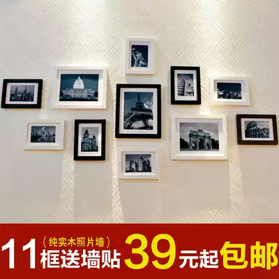 Solid wood photo frame creative wall hanging image frame wall 7 inch simple photo frame flushing photo wedding album combination can be customized