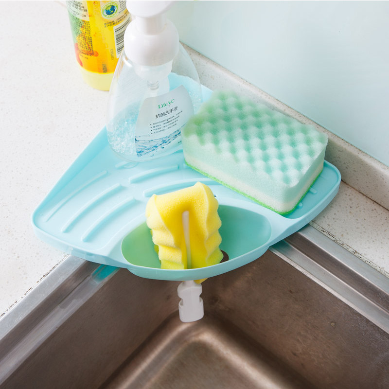 Triangular Kitchen Shelve Sink Drain Rack Thickened Plastic Containing Layer Rack Drain Basket Finishing Rack Hanging Basket Large