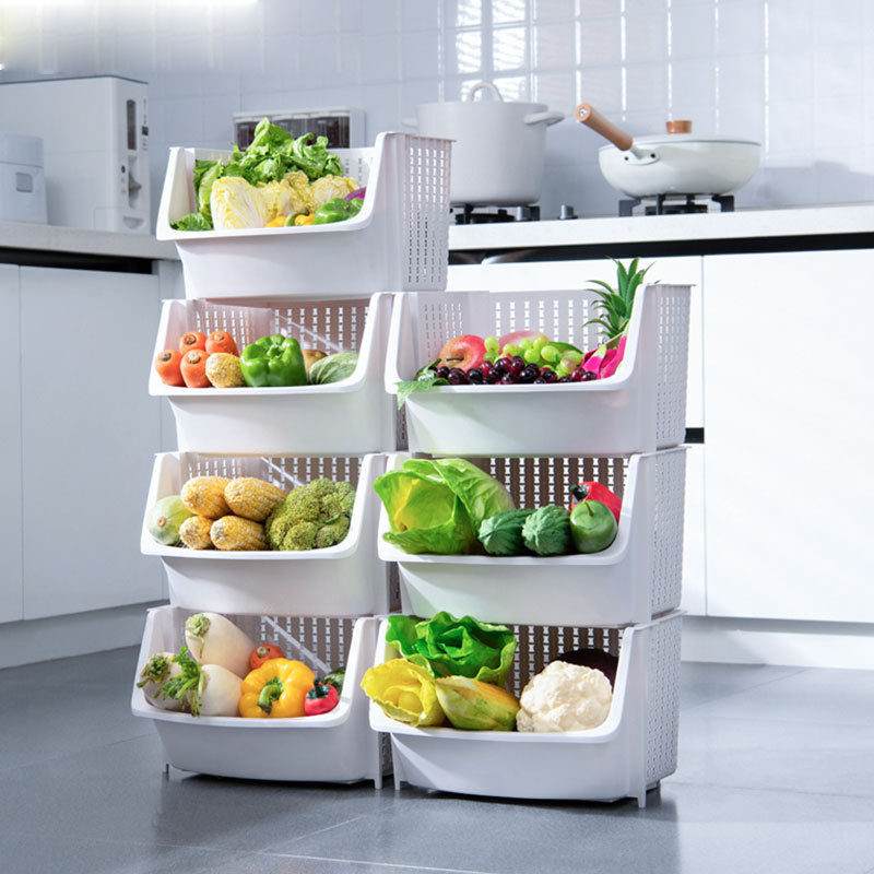 Kitchen shelf floor-standing multi-layer vegetables, fruits and vegetables multi-functional storage shelf supplies Household Encyclopedia vegetable basket