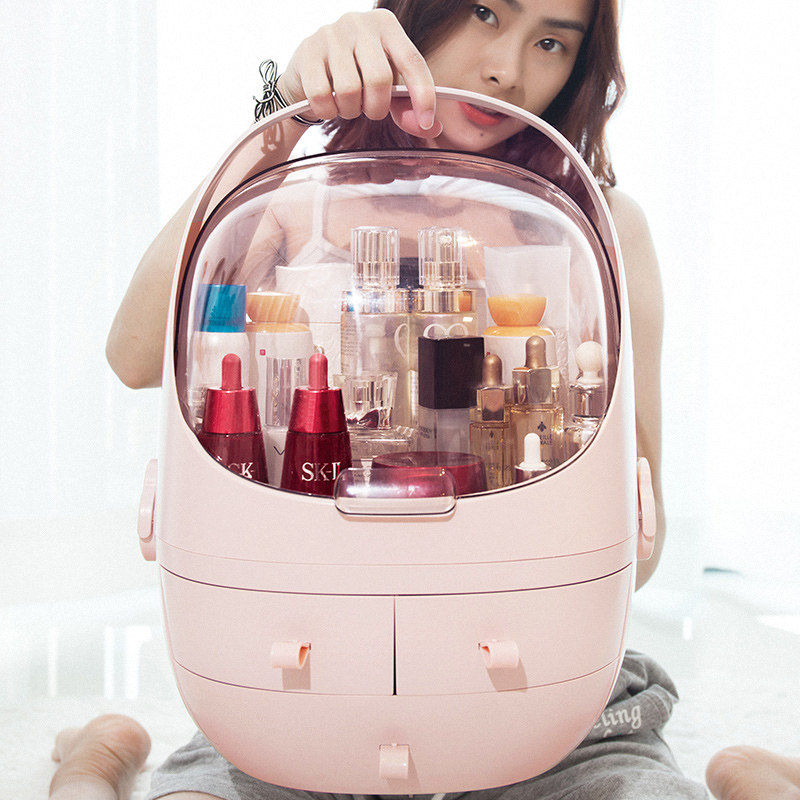 Online Red Cosmetics Containing Box Desktop Dust-Proof Portable Makeup Bench Minima Skin Care Products Makeup Case Shelve Shelf Home