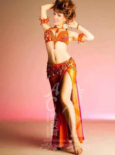 AC Belly Leather Dance Professional Import Turkey Advanced Performance Suit Out of 1206 Orange sending Accessories Yarn Towel-Taobao