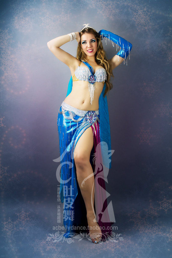 AC Belly Dance Professional Import Turkey Advanced Performance Suit Out of 1502 Blue Delivered Accessories Scarves-Taobao