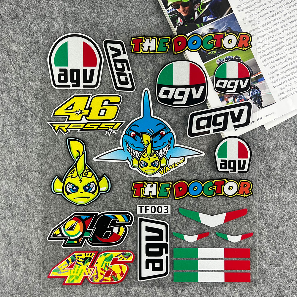 46 racer Rossi locomotive reflective patch paper AGV Rossi safety helmet goggles modified decorative decal waterproof