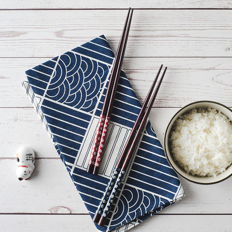 Wood Chopsticks Cherry Blossom Date Chopsticks Fine Head Home Lovers High-end Custard Family Clothes 2 Double Solid Wood Dining Room