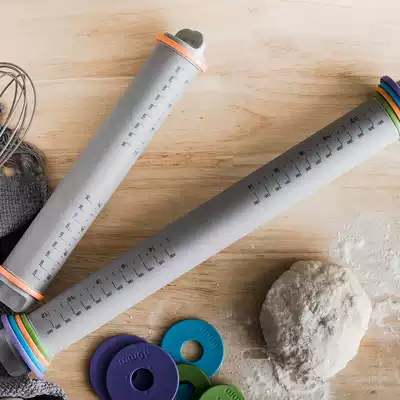 Biscuit scale rolling pin silicone rolling noodle stick adjustable thickness rolling noodle stick scale circle non-stick pizza skin household