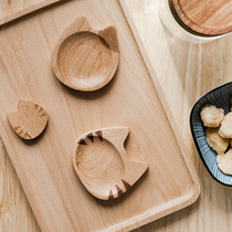 Small saucers of solid wood dip for small dishes for small dishes for household ketchup creative small Japanese cute