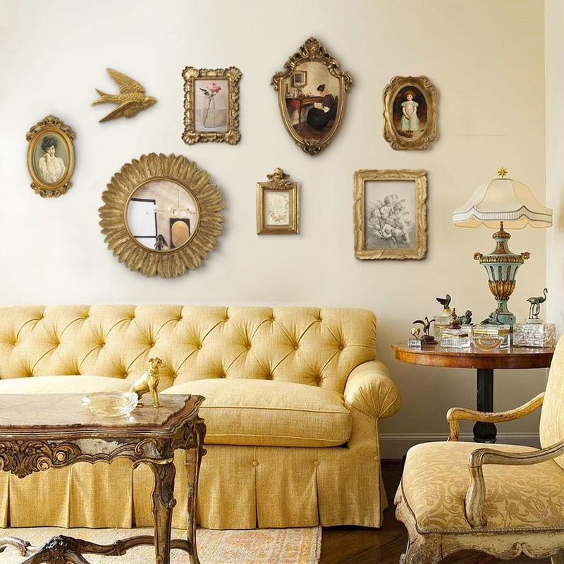 European Baroque Retro Photo Frame Display Stand Living Room Picture Frame Wall Hanging Entrance Mural Bedroom Photo Wall Combination Hanging Painting