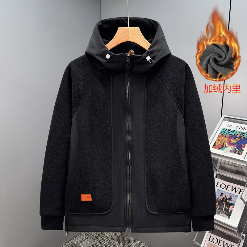 Winter Large Size Double-Sided Fleece Jacket for Men, Loose Workwear Fleece Jacket, Plus-Size Cardigan Sweatshirt Winter Large Size Double-Sided Fleece Jacket for Men, Loose Workwear Fleece Jacket, Plus-Size Cardigan Sweatshirt