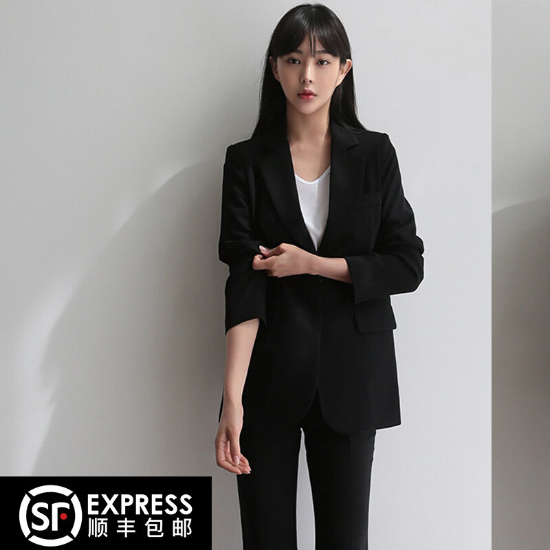 2022 spring and autumn suit suit women's overalls professional fashion temperament formal wear student workplace interview suit black