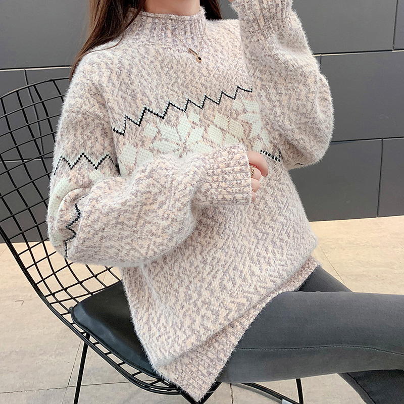 纽卡森水貂绒高领毛衣女冬加厚打底衫雪尼尔粗线针织衫上衣套HH