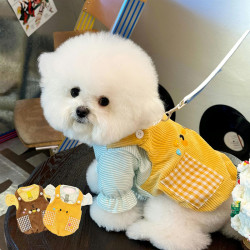 Dog Clothes Spring and Summer Thin Style Fake Two-Piece Pocket Sweatshirt Anti-Shedding Pet Teddy Bichon Cat Small Dog