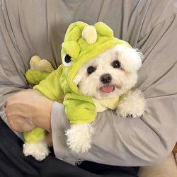 Dog Clothes 2025 Spring New Cute Pet Four-Legged Outfit Teddy Bichon Leashable Dinosaur Transformation Costume