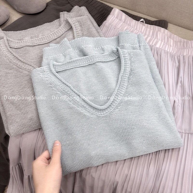 Whoever Wears It Looks Good! /Sparkly/ Short-Sleeve Pullover Sequin Knit Top for Women [Length 56cm, Bust 94cm] 9087