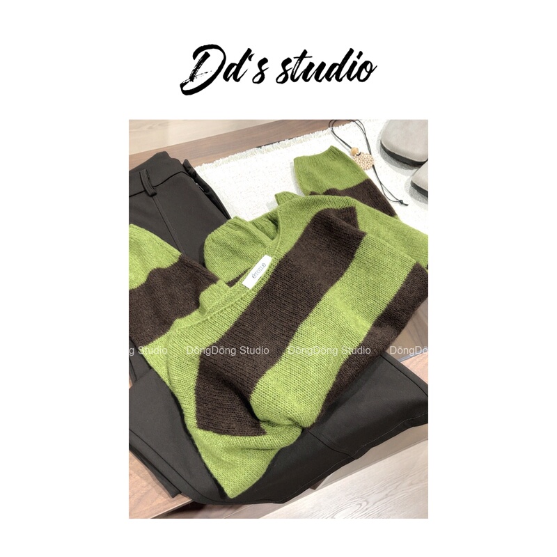 Hot Item at the Stall~/Avocado/Long-Sleeved Round-Neck Knit Top for Women [Length 56cm, Bust 100cm] 7301