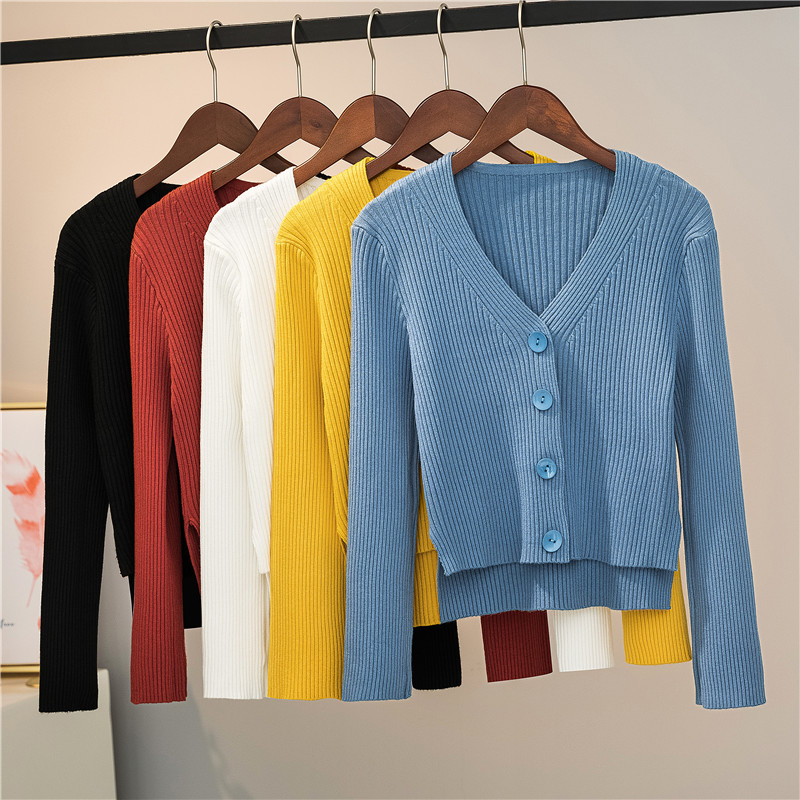 Spring Autumn Loose short section High waist Outer lapped mesh red-knit cardiovert sweatshirt Spring-style sweater jacket Spring dress jacket for women