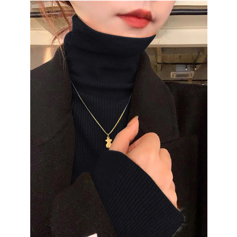 Autumn High-Neck Solid Color Knit Sweater for Women, Stylish Black Base Layer Sweater, Soft and Fluffy Turtleneck Top Autumn High-Neck Solid Color Knit Sweater for Women, Stylish Black Base Layer Sweater, Soft and Fluffy Turtleneck Top