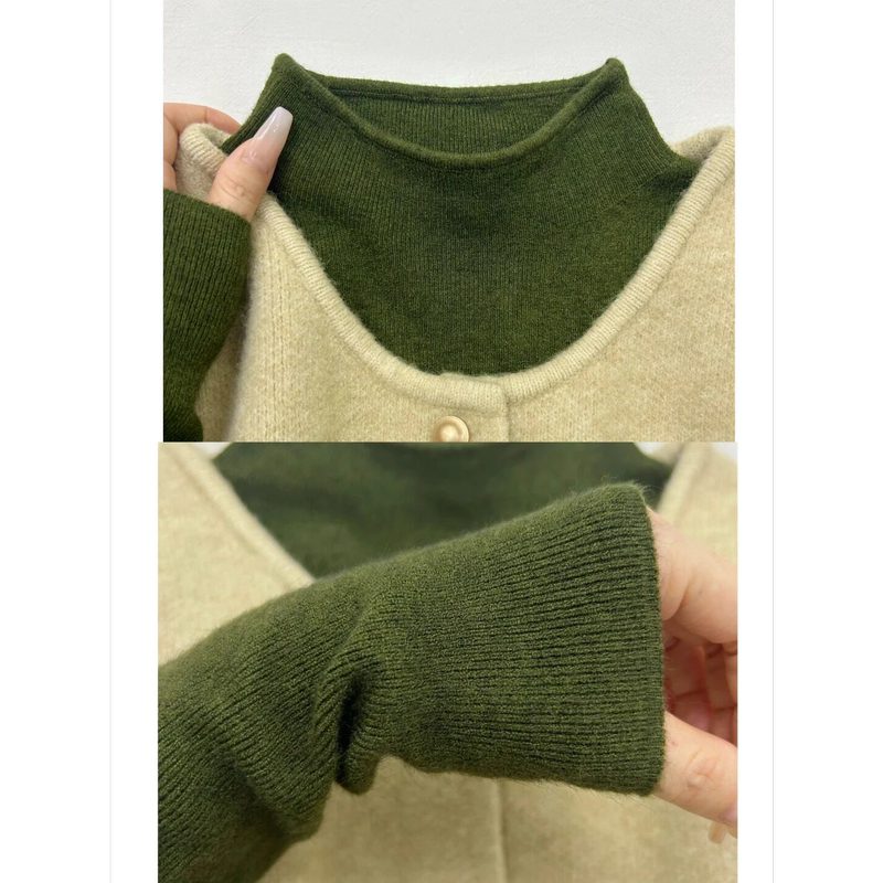Artistic Retro Layered Small Stand-Up Collar Knitted Sweater for Women, Warm Inner Layer Top, Autumn and Winter Simple Soft Base Shirt Artistic Retro Layered Small Stand-Up Collar Knitted Sweater for Women, Warm Inner Layer Top, Autumn and Winter Simple Soft Base Shirt