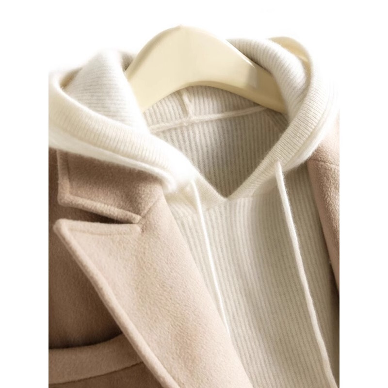 Autumn and Winter White High-End Hooded Knitwear for Women, Inner Layering Sweater, Cashmere Sweater, Sweatshirt, Lazy Style Top