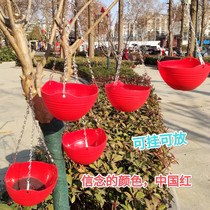 Large number of hanging basin flower pots thickened resin plastic hanging basin green Laura hanging Lan Spring Festival New Year festive red decorative items