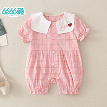 Net red baby clothes summer 100 days short-sleeved 2-3 months female baby climbing clothes 6 full moon princess jumpsuit summer