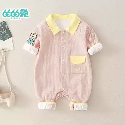 Baby autumn clothes suit long-sleeved 3-6 months male baby out climbing clothes 9 full moon jumpsuit cute spring and autumn