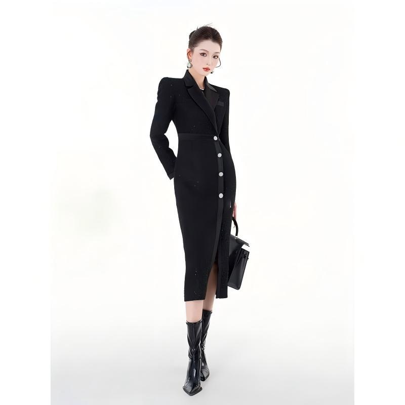 2025 Autumn and Winter New Style Velvet Thickened French Light Luxury Socialite Style Chic Dress Dm0265