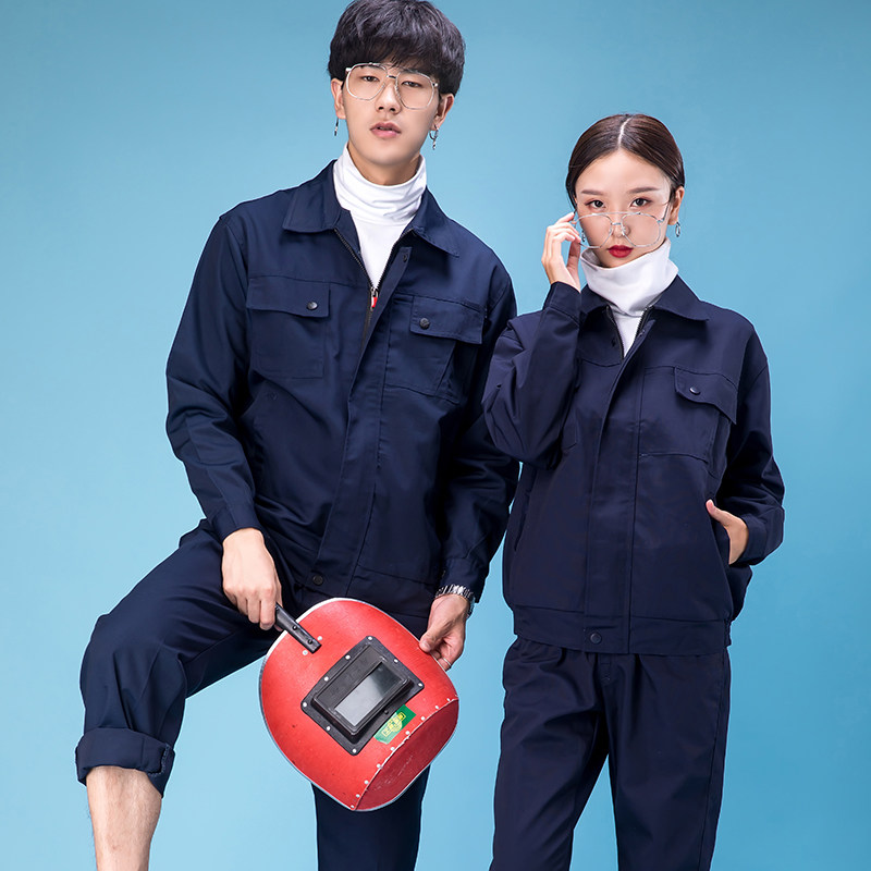 Work clothes suit men's spring and autumn long sleeves large size size canvas construction site custom print LOGO steam repair workout palate