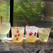 Nordic Glass Cup Strawberry Ins Wind Breakfast Cup Brief Home Milk Cup Teacup Cup Juice Cup