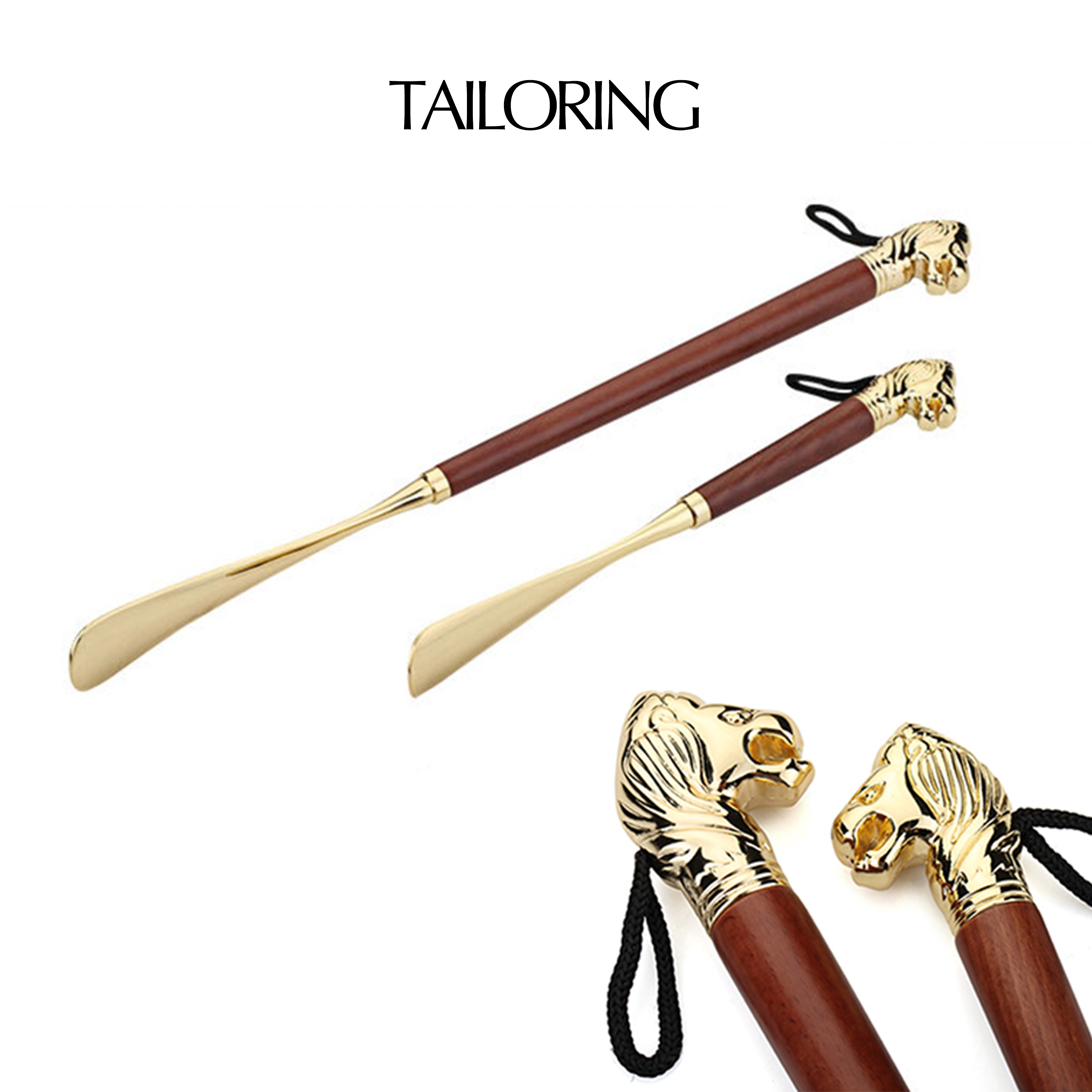 ブナ材のライオンヘッド高級靴べらディスプレイソフト家具メンズメタル無垢材動物形紳士モデルルーム装飾