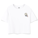 Tide, короткая белая летняя мультяшная футболка, короткий рукав, европейский стиль, коллекция 2022, свободный крой, высокая талия