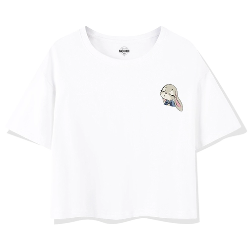 Tide, короткая белая летняя мультяшная футболка, короткий рукав, европейский стиль, коллекция 2022, свободный крой, высокая талия