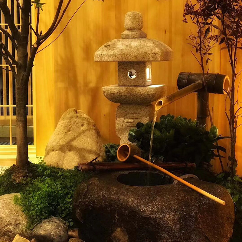 石燈籠日式庭院燈園林景觀燈裝飾手工石雕戶外禪意草坪燈仿古花園-淘寶