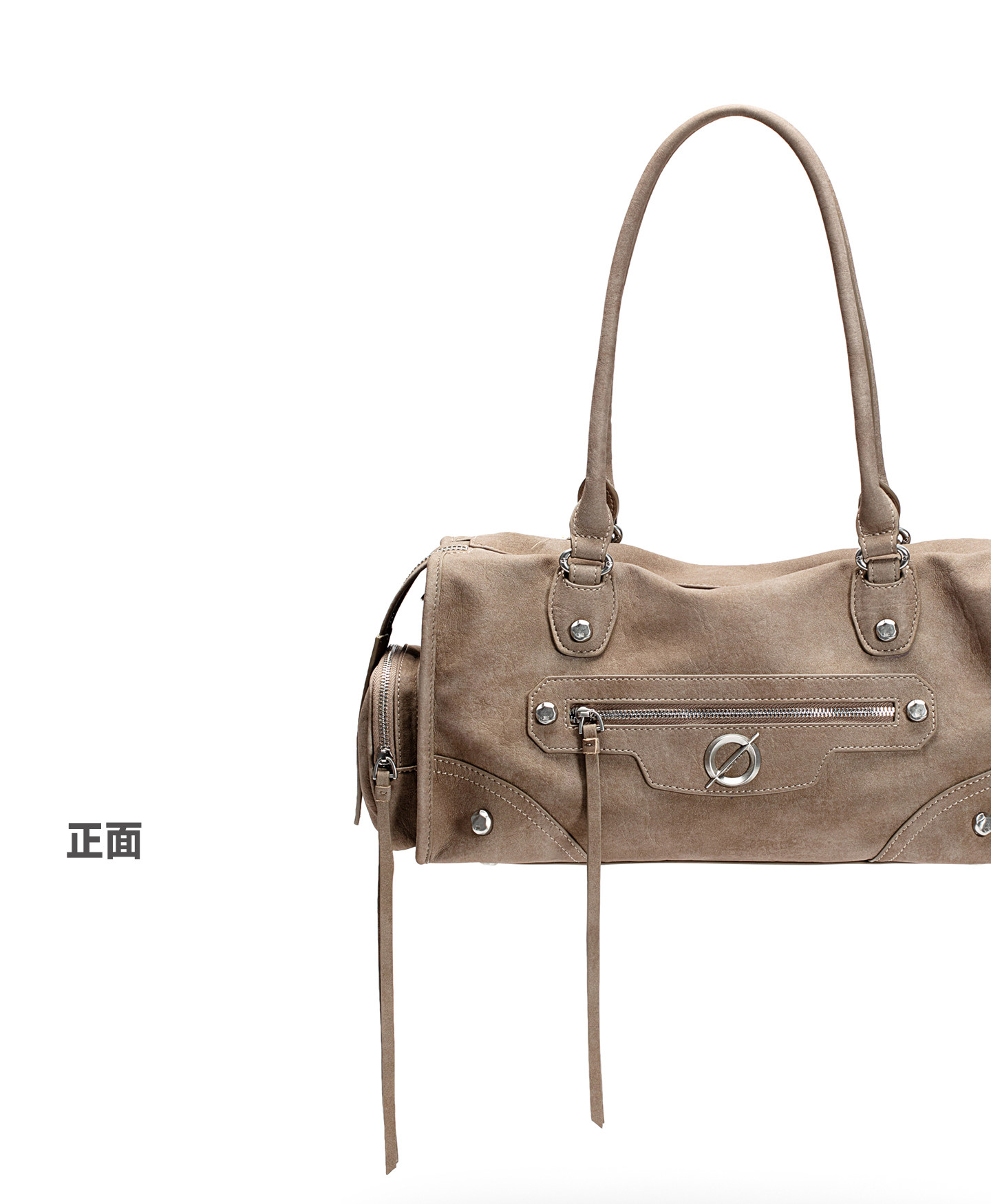 JELLY TOYBOY Khaki Brown Faux Leather Zip-Top Shoulder Bag