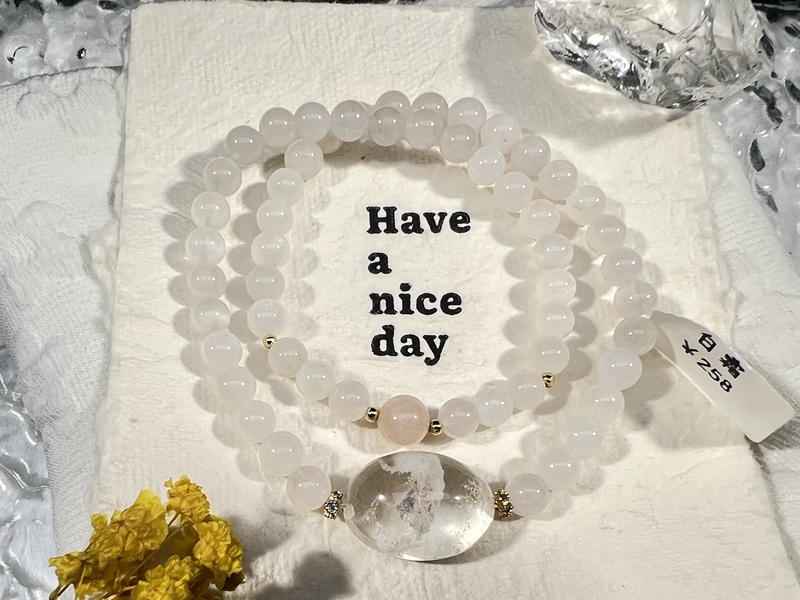 White Ghost Egg White Rabbit Hair Double Circle Original Design Natural Bracelet